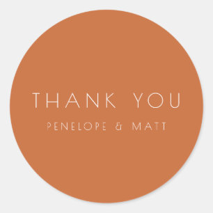 Sticker Rond Merci Mariage moderne minimaliste brûlé orange