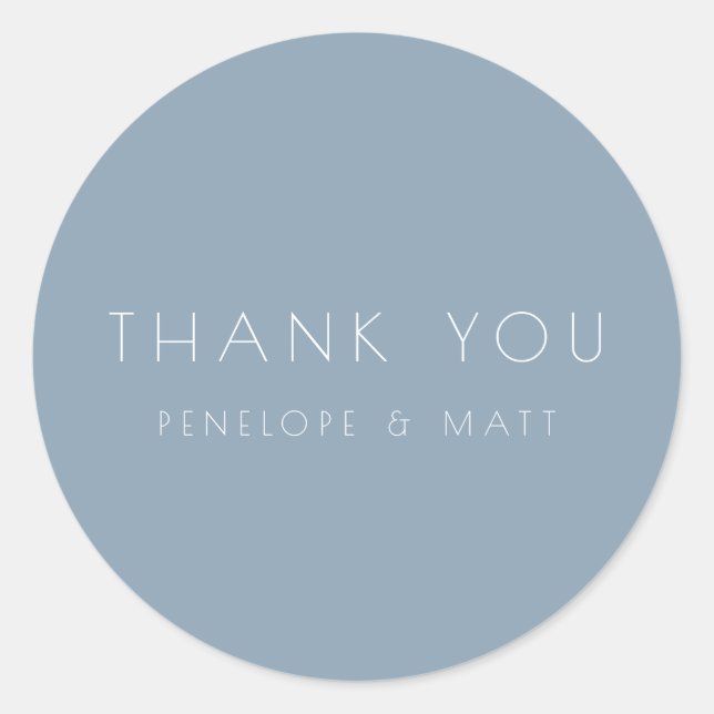 Sticker Rond Merci Mariage moderne minimaliste Dusty Blue (Devant)