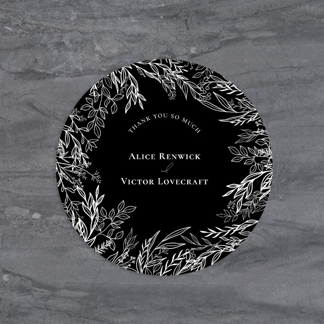 Sticker Rond Merci Mariage noir et blanc (Créateur téléchargé)