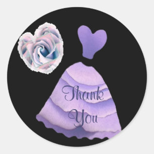 Sticker Rond Merci mariage - Robe de demoiselle d'honneur PURPL