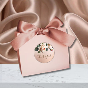 Sticker Rond Merci Mariage Rose de thé