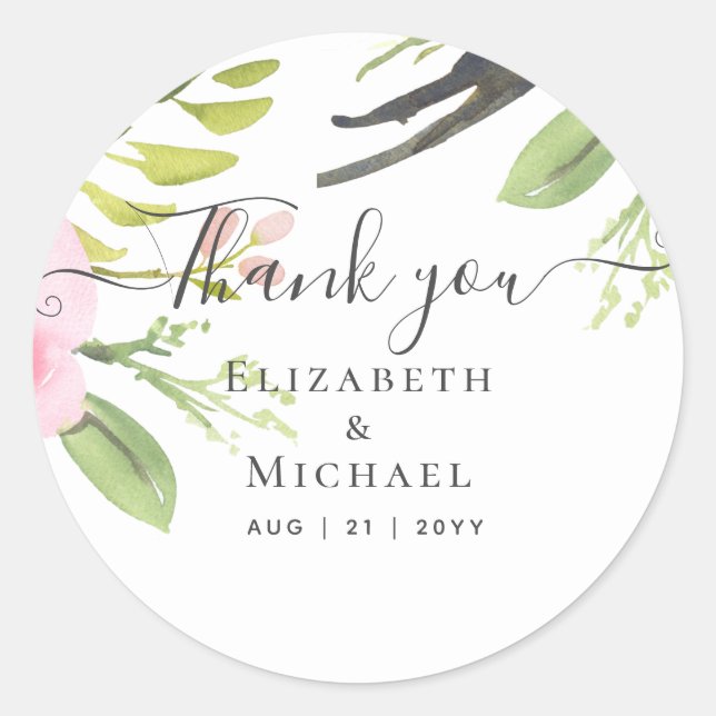 Sticker Rond Merci Mariage rose vif rose Favoriser (Devant)