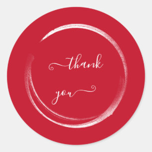 Sticker Rond Merci Mariage Rouge Blanc Shower de Mariée