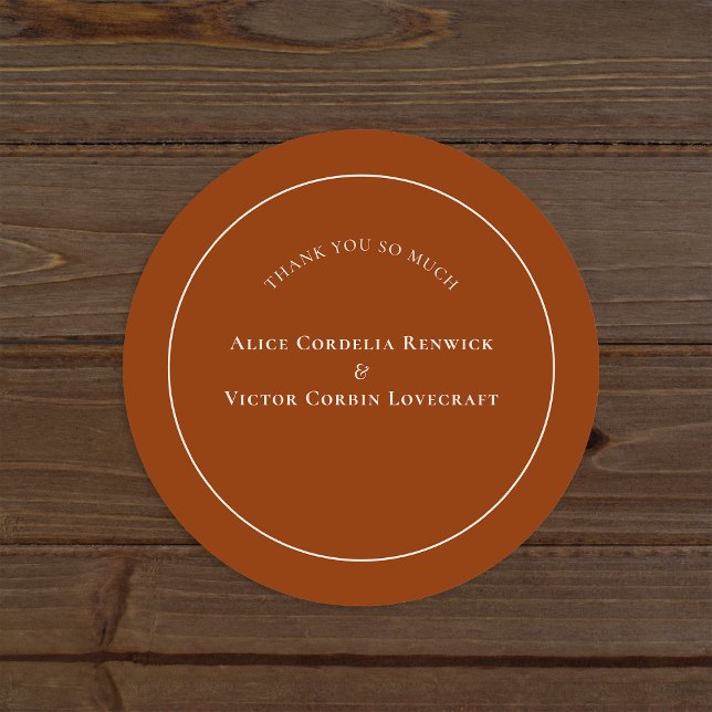 Sticker Rond Merci Mariage simple Boho Arch Terracotta (Créateur téléchargé)