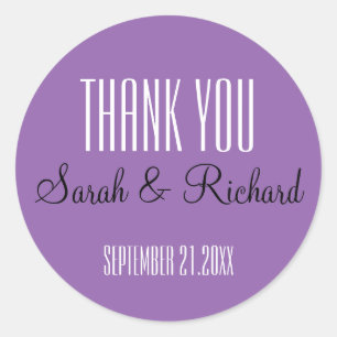 Sticker Rond Merci Mariage simple violet