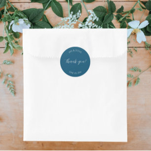 Sticker Rond Merci Mariage turquoise bleu stylisé