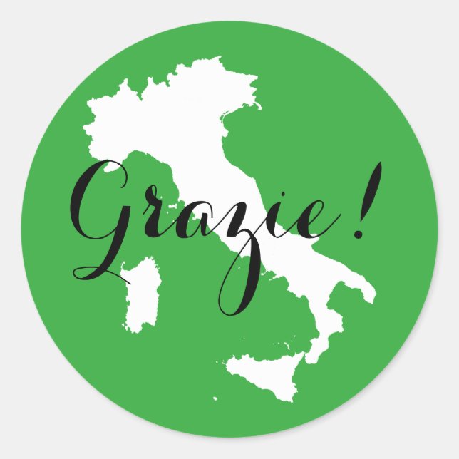 Sticker Rond Merci Mariage vert blanc et noir Italie (Devant)