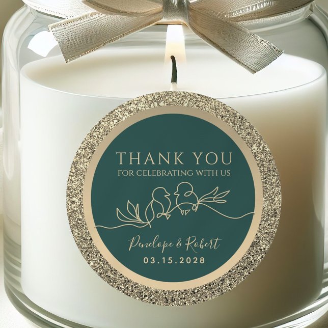 Sticker Rond Merci Mariage vert Emerald (Créateur téléchargé)