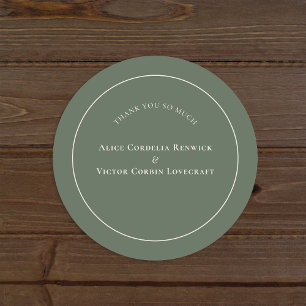 Sticker Rond Merci Mariage vert simple Boho Arch Sage