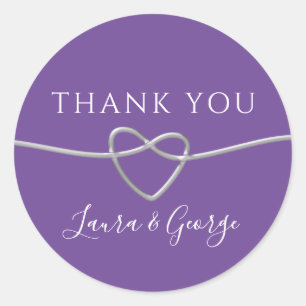Sticker Rond Merci Mariage violet minimaliste