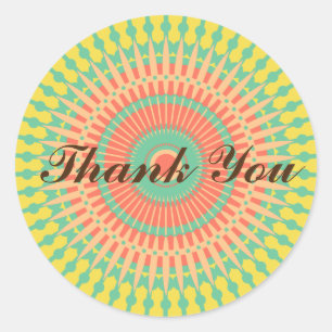 Sticker Rond Merci marocain indien coloré de Mandala
