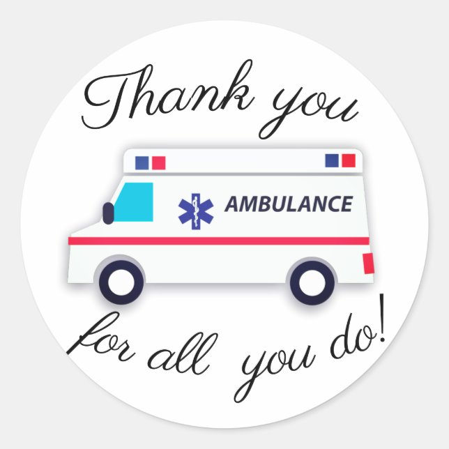Sticker Rond Merci médecins infirmières ambulance médicale (Devant)