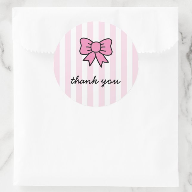 Sticker Rond Merci mignon carton rose Bow (Sac)