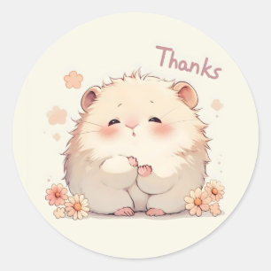 Sticker Rond Merci mignonne souris d'animal