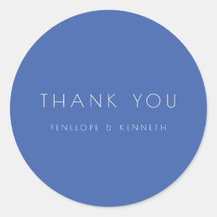 Sticker Rond Merci minimaliste de Mariage bleu français moderne