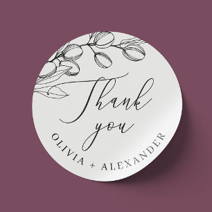 Sticker Rond Merci minimaliste d'olive   Un mariage élégant