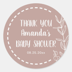 Sticker Rond Merci minimaliste du Baby shower Boho