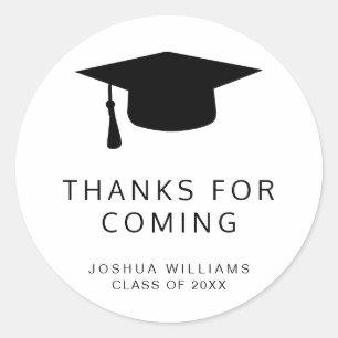 Sticker Rond Merci minimaliste noir blanc de diplôme