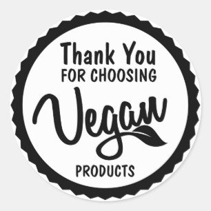 Sticker Rond Merci minimaliste pour l'achat de produits végétal