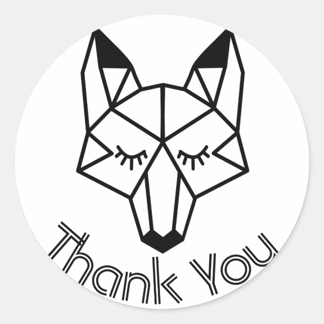 Sticker Rond Merci moderne Black Geometry Fox (Devant)