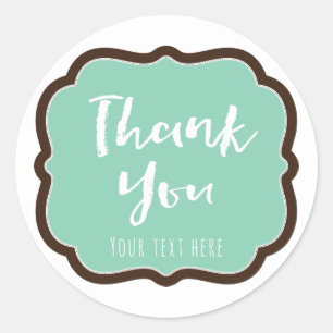 Sticker Rond Merci Moderne Chic Brun et Menthe