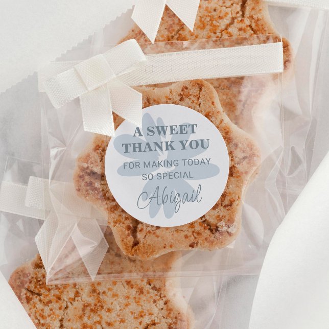 Sticker Rond Merci Moderne Fleur de Daisy Bleu Pastel  (Créateur téléchargé)