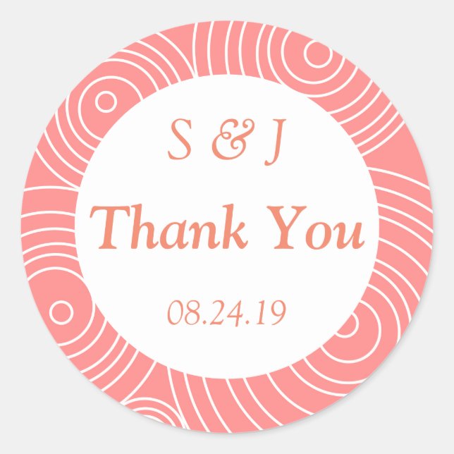 Sticker Rond Merci Moderne Peach (Devant)