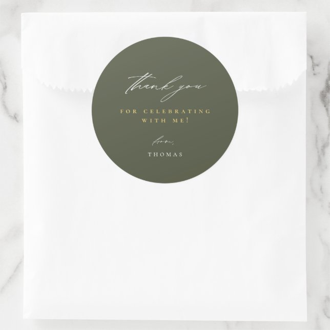 Sticker Rond Merci moderne Script vert (Sac)