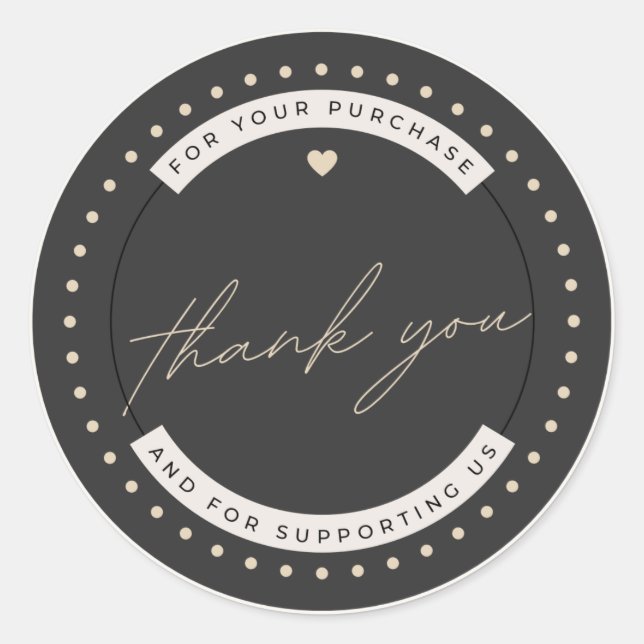 Sticker Rond Merci Moderne Simple Pour Votre Achat (Devant)
