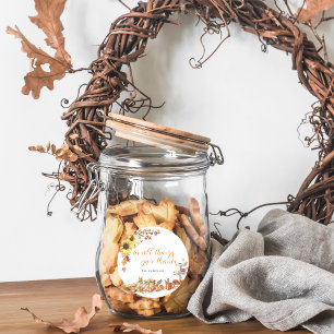 Sticker Rond Merci.   Monogramme d'action de grâces aquarelle