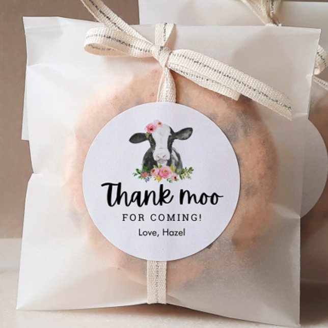 Sticker Rond Merci Moo Pour Le Merci D'Anniversaire De La Vache (Créateur téléchargé)