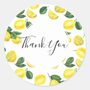 Sticker Rond Merci Motif aux fruits aux citrons jaunes