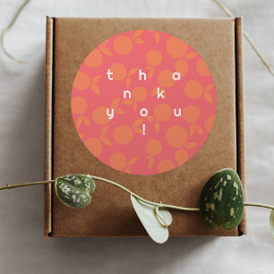 Sticker Rond Merci motif tangerine moderne