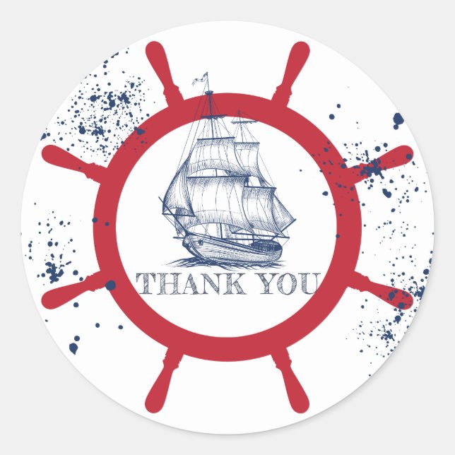 Sticker Rond Merci nautique Favor (Devant)