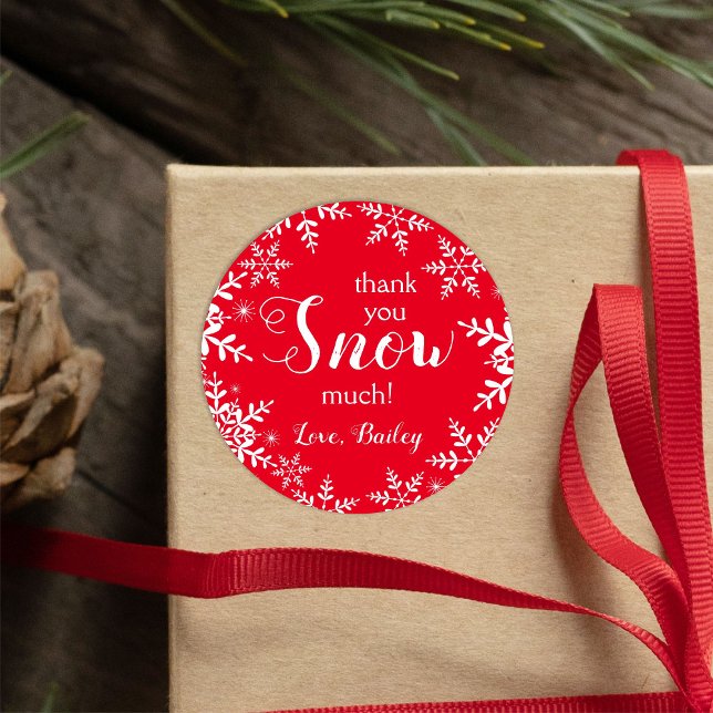 Sticker Rond Merci NEIGE Beaucoup de flocons de neige d'hiver R (Créateur téléchargé)