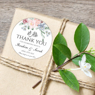 Sticker Rond Merci nikah mariage musulman faveur floral
