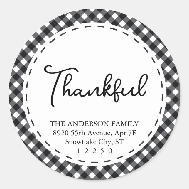 Sticker Rond Merci |Noir & Blanc moderne Simple Thankgiving (Devant)