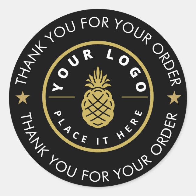 Sticker Rond Merci noir du texte du logo personnalisé (Devant)