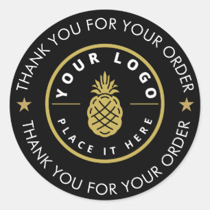 Sticker Rond Merci noir du texte du logo personnalisé