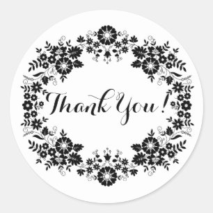 Sticker Rond Merci noir et blanc