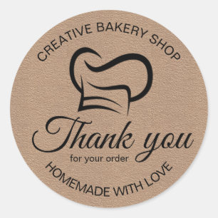 Sticker Rond Merci Noir Et Blanc Pour Votre Commande Boulangeri