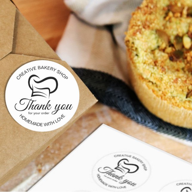 Sticker Rond Merci Noir Et Blanc Pour Votre Commande Boulangeri (Créateur téléchargé)