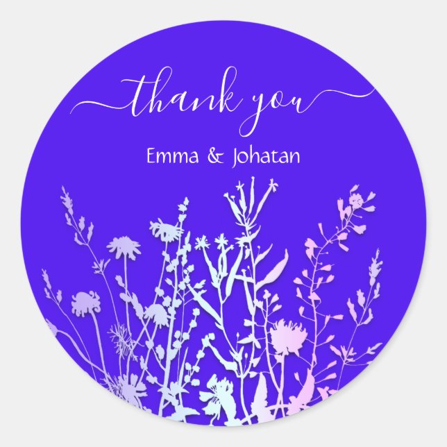 Sticker Rond Merci Nom 16e Bridal Meadow Bleu Royal (Devant)