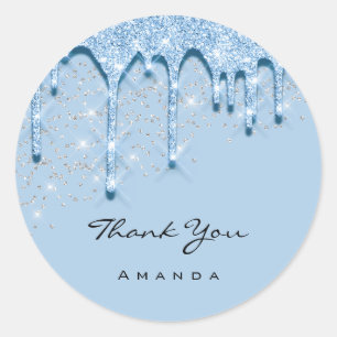 Sticker Rond Merci Nom 16e Parties scintillant d'argent nuptial