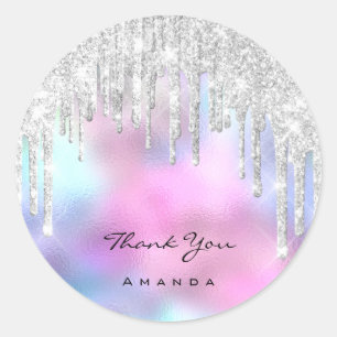 Sticker Rond Merci Nom 16e Parties scintillant Ombre nuptiale r