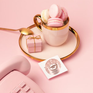 Sticker Rond Merci Nom 16e Parties scintillant Rose nuptiale Ba