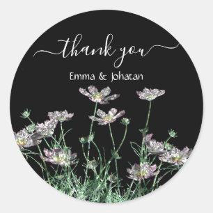 Sticker Rond Merci Nom 16ème Fleur de Prairie Mariage Fleur Sau