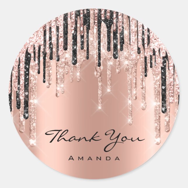 Sticker Rond Merci Nom 16ème Rose Copper pour la Mariée (Devant)