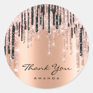 Sticker Rond Merci Nom 16ème Rose Gold pour la Mariée