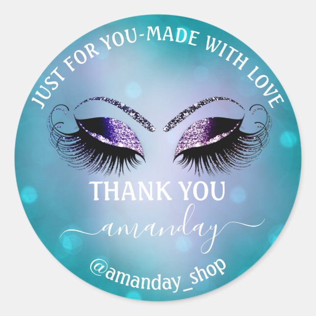 Sticker Rond Merci Nom Boutique Eyelash Boutique Navy Smoky Tur (Devant)